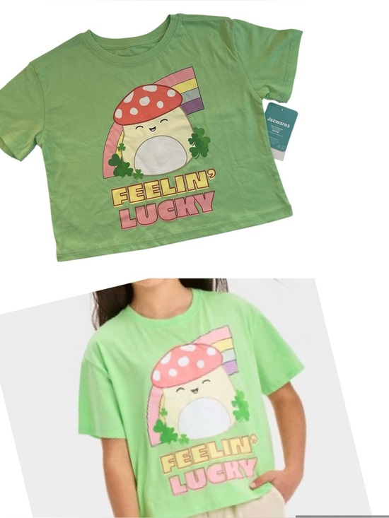 Squishmallows Other - SQUISMALLOWS Kids "Feelin' Lucky" Green Girl’s Summer Short Sleeves Graphic Tee